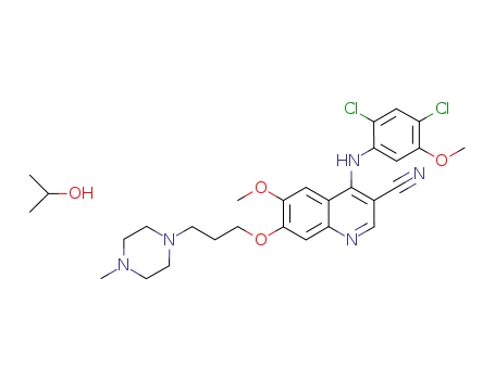 4-((2,4-dichloro-5-methoxyphenyl)-amino)-6-methoxy-7-(3-(4-methyl-1-piperazinyl)-propoxy)-3-quinoline-carbonitrile isopropanol solvate